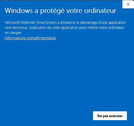 Avertissement SmartScreen